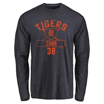 Men's Alex Cobb Detroit Tigers Base Runner Tri-Blend Long Sleeve T-Shirt - Navy