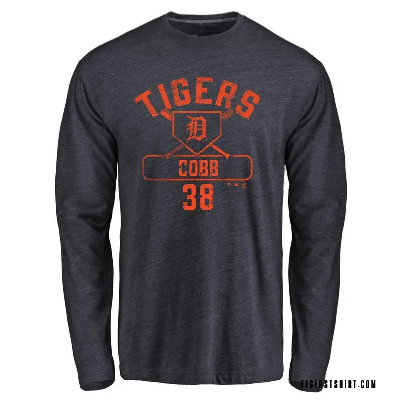 Men's Alex Cobb Detroit Tigers Base Runner Tri-Blend Long Sleeve T-Shirt - Navy