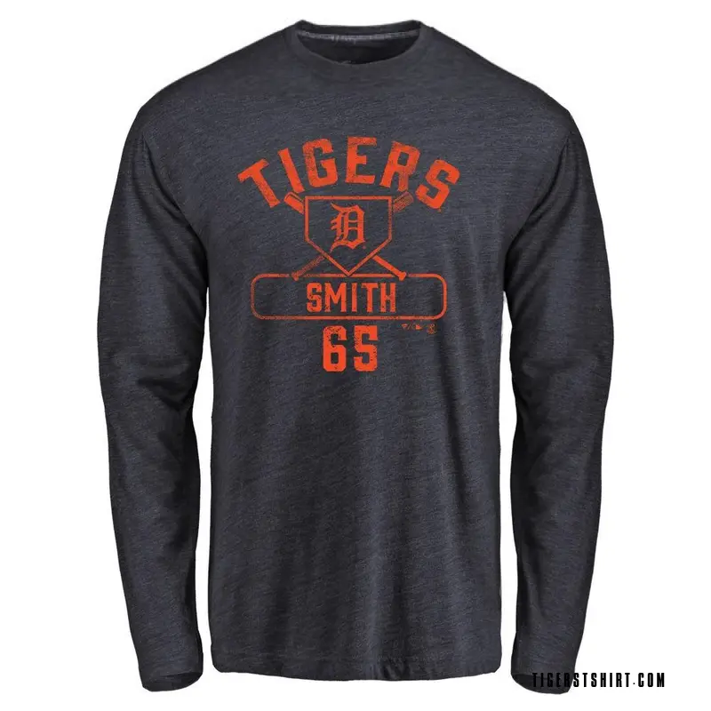 Men's Burch Smith Detroit Tigers Base Runner Tri-Blend Long Sleeve T-Shirt - Navy