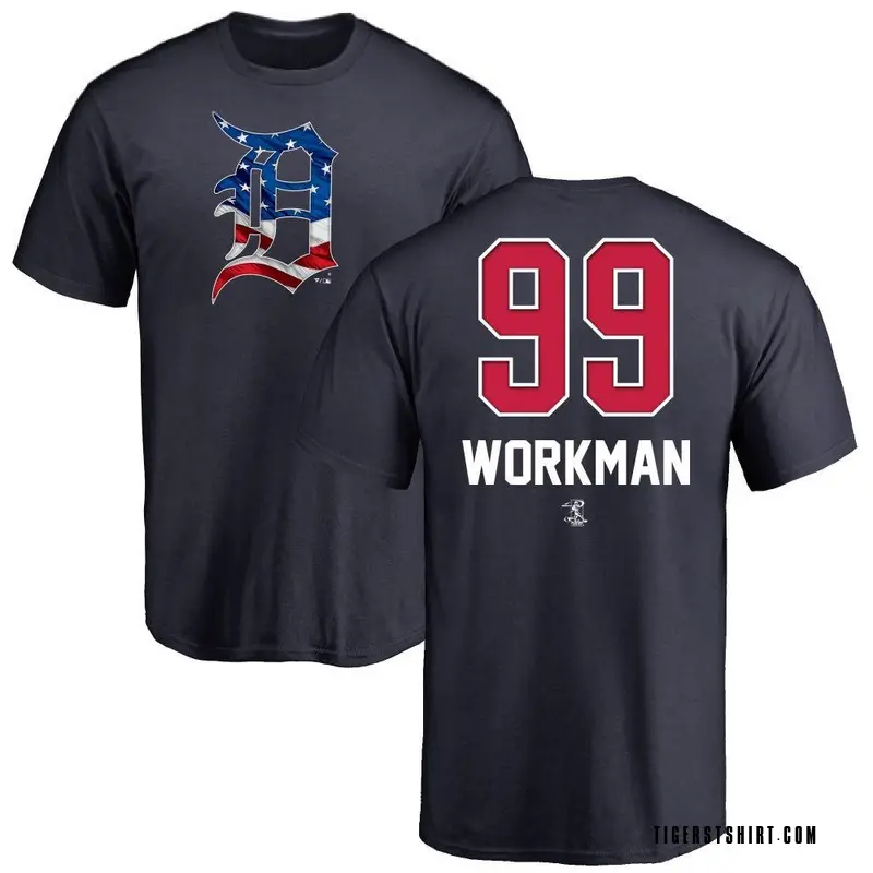 Men's Gage Workman Detroit Tigers Name and Number Banner Wave T-Shirt - Navy