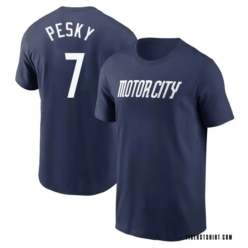 Men's Johnny Pesky Detroit Tigers Navy 2024 City Connect Fuse Name & Number T-Shirt