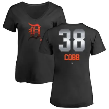 Women's Alex Cobb Detroit Tigers Midnight Mascot V-Neck T-Shirt - Black