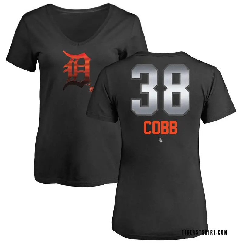 Women's Alex Cobb Detroit Tigers Midnight Mascot V-Neck T-Shirt - Black