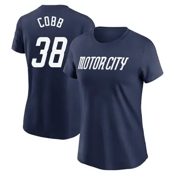Women's Alex Cobb Detroit Tigers Navy 2024 City Connect Fuse Name & Number T-Shirt