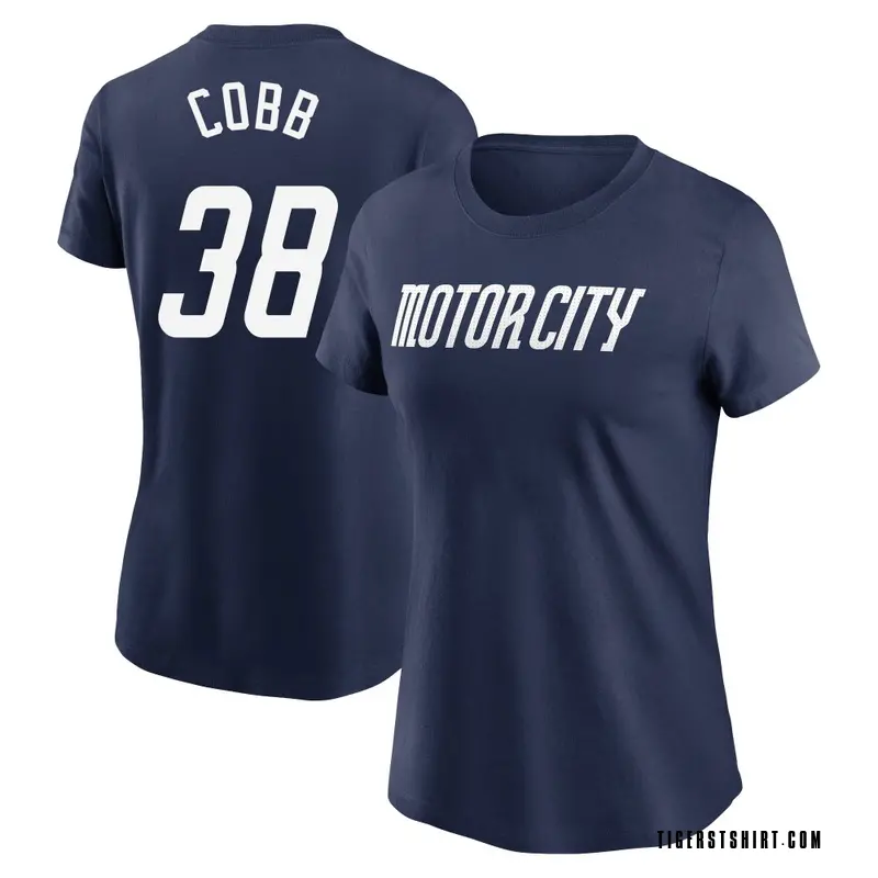 Women's Alex Cobb Detroit Tigers Navy 2024 City Connect Fuse Name & Number T-Shirt