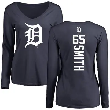 Women's Burch Smith Detroit Tigers Backer Slim Fit Long Sleeve T-Shirt - Navy