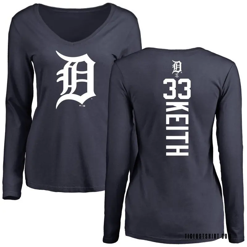 Women's Colt Keith Detroit Tigers Backer Slim Fit Long Sleeve T-Shirt - Navy
