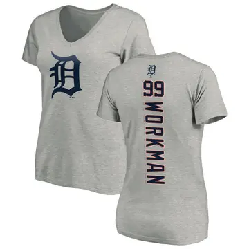 Women's Gage Workman Detroit Tigers Backer Slim Fit T-Shirt - Ash