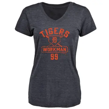 Women's Gage Workman Detroit Tigers Base Runner Tri-Blend T-Shirt - Navy