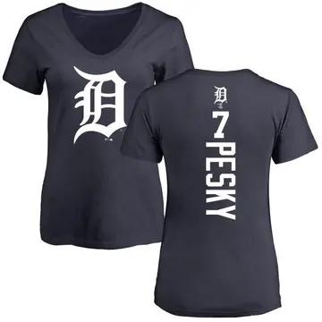 Women's Johnny Pesky Detroit Tigers Backer Slim Fit T-Shirt - Navy