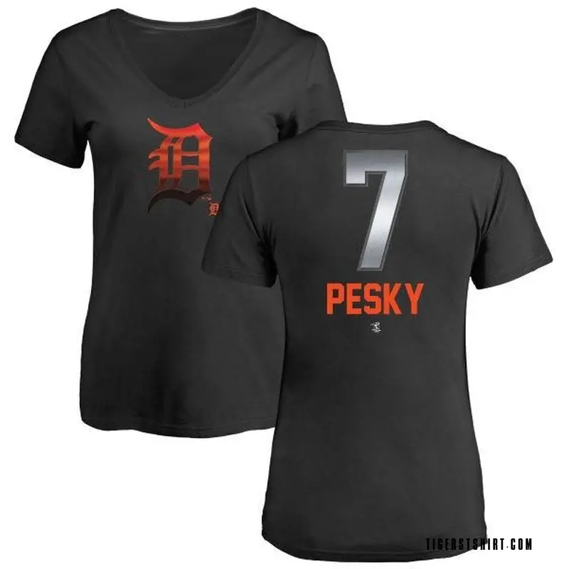 Women's Johnny Pesky Detroit Tigers Midnight Mascot V-Neck T-Shirt - Black
