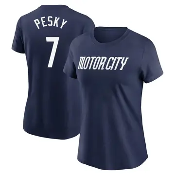 Women's Johnny Pesky Detroit Tigers Navy 2024 City Connect Fuse Name & Number T-Shirt