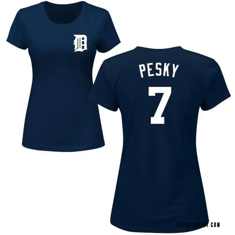 Women's Johnny Pesky Detroit Tigers Roster Name & Number T-Shirt - Navy