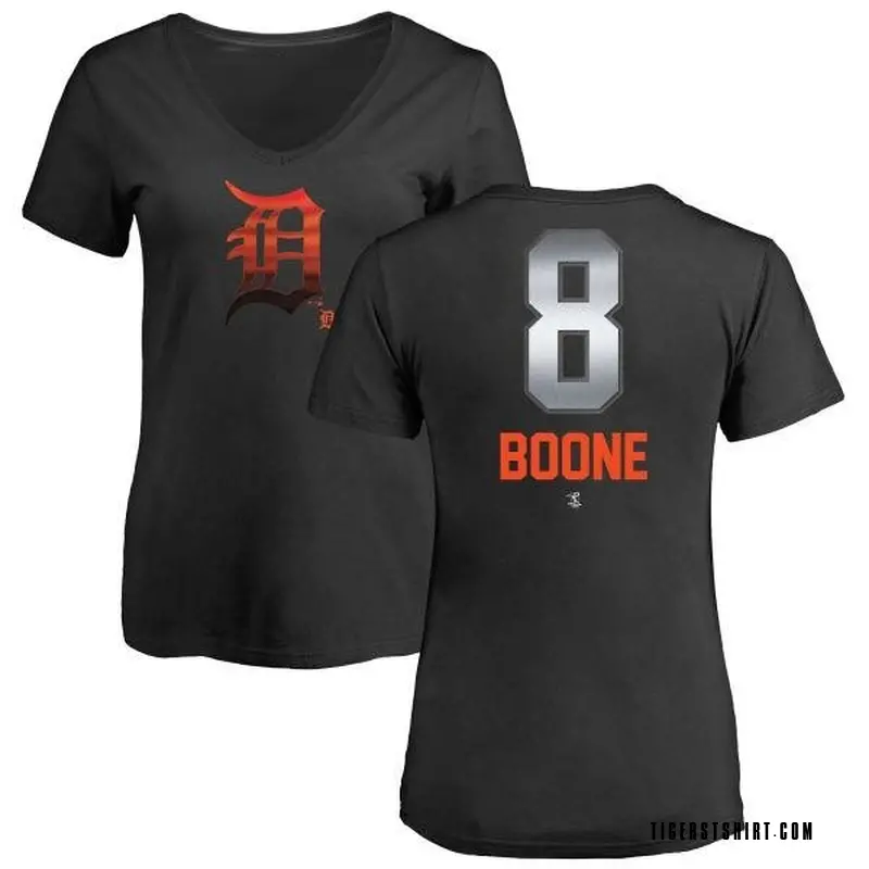 Women's Ray Boone Detroit Tigers Midnight Mascot V-Neck T-Shirt - Black